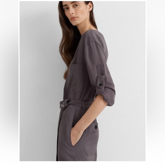 Club Monaco utility jumpsuit size 6 gray belted designer FLAWED* AS IS - Picture 4 of 13